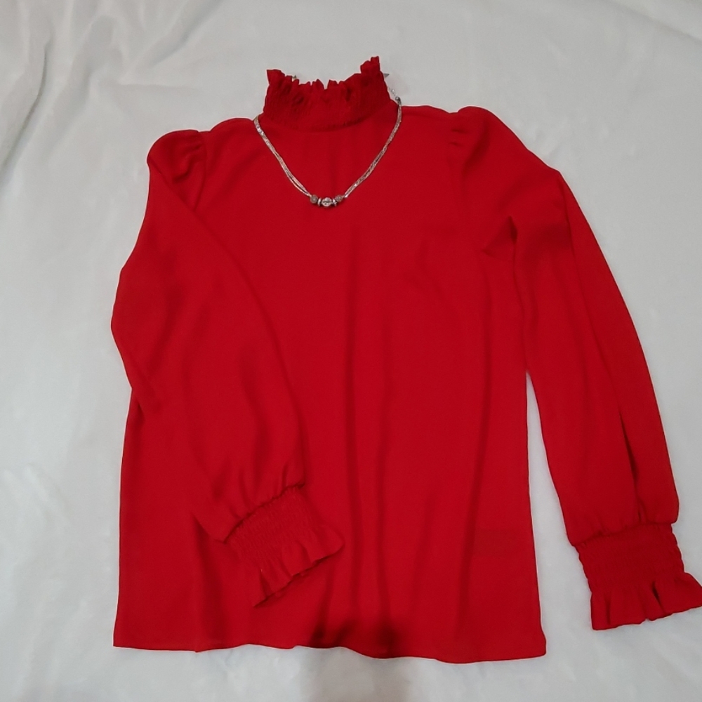 Red Long Sleeve Blouse